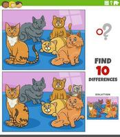 diferenças atividade com desenho animado gatos personagens grupo vetor