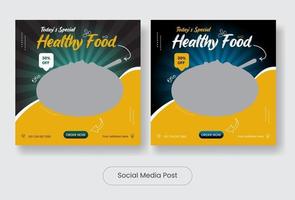 conjunto de banner de modelo de postagem de mídia social de alimentos saudáveis vetor