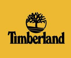 Timberland marca logotipo símbolo com nome Preto Projeto ícone abstrato vetor ilustração com amarelo fundo