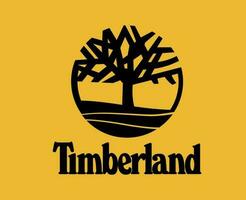 Timberland marca símbolo logotipo com nome Preto Projeto ícone abstrato vetor ilustração com amarelo fundo