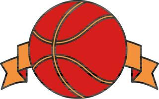 cesta bola com fita ícone dentro vermelho e laranja cor. vetor