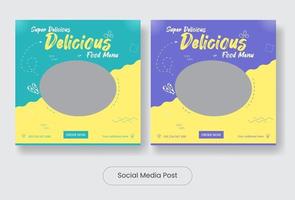 menu de comida deliciosa mídia social post banner template set vetor
