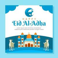 feliz eid al adha islâmico plano ilustração social meios de comunicação postar modelo vetor