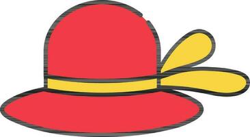 mulher chapéu ícone dentro vermelho e amarelo cor. vetor