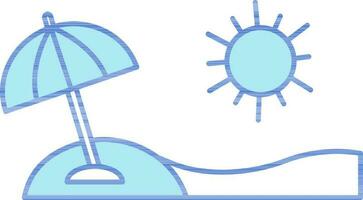 Sol e guarda-chuva ícone dentro azul e branco cor. vetor