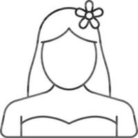 Preto linha arte ilustração do flor dentro inteligente mulher cabelo ícone. vetor