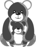 vetor ilustração do dois Urso de pelúcia Urso dentro cinzento e branco cor.