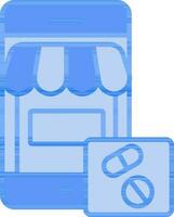 azul cor conectados farmacia dentro Smartphone ícone. vetor