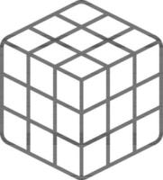 rubik cubo plano ícone dentro Preto fino linha. vetor