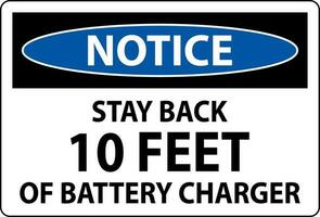 aviso prévio placa fique costas 10 pés do bateria carregador vetor