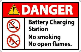 Perigo placa bateria cobrando estação, não fumar, não aberto chamas vetor