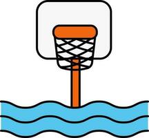 plano estilo basquetebol aro dentro água colorida ícone. vetor