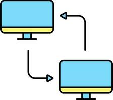 computador conexão ícone dentro amarelo e azul cor. vetor