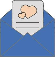 plano estilo amor carta dentro envelope ícone. vetor