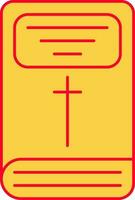 plano estilo Bíblia livro amarelo e vermelho ícone. vetor