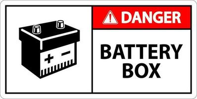 Perigo bateria caixa com ícone placa em branco fundo vetor