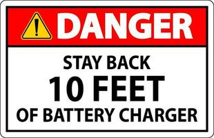 Perigo placa fique costas 10 pés do bateria carregador vetor