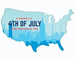 Dia da Independência da América com mapa da cidade vetor