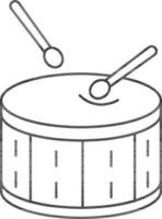 Preto linha arte ilustração do tambor com Gravetos. vetor