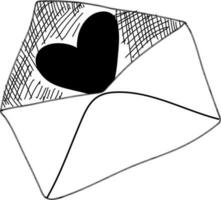 mão desenhado amor carta ou envelope ícone. vetor