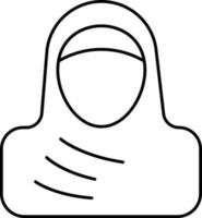 islâmico mulher ícone dentro Preto linha arte. vetor