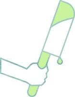 mão segurando faca ícone dentro verde e branco cor. vetor