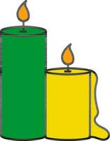 verde e amarelo cor dois queimando vela ícone. vetor