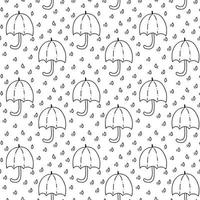 padrão sem emenda com guarda-chuva e gotas de chuva em preto. perfeito para papel de parede, papel de presente, preenchimentos de padrão, fundo de página da web, cartão de felicitações de outono, travesseiro vetor