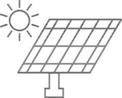 plano estilo solar painel ícone dentro Preto contorno. vetor