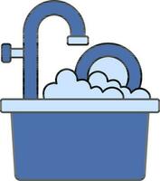 Pia Utilitário banheira ícone ou símbolo dentro azul cor. vetor