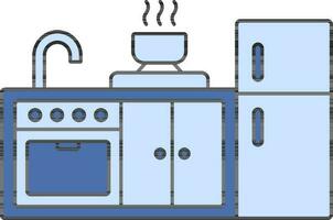 ilustração do cozinha interior ícone dentro azul cor. vetor