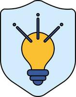 lâmpada com escudo ícone dentro amarelo e azul cor. vetor