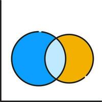 vesica Piscis ícone dentro azul e amarelo cor. vetor