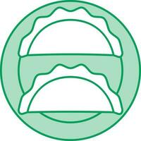 plano tacos prato ícone dentro verde e branco cor. vetor