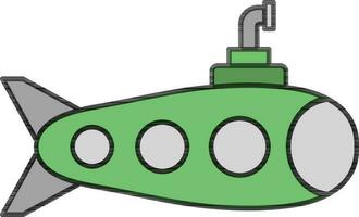 submarino ícone dentro verde e cinzento cor. vetor