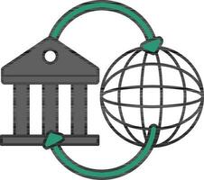 global bancário transação ícone dentro cinzento e verde cor. vetor