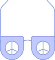 Paz ou hippie óculos ícone dentro azul e branco cor. vetor