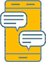 conectados conversando ou Móvel mensagem ícone dentro amarelo e branco cor. vetor