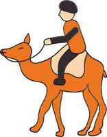 homem passeio em camelo ícone dentro laranja e magenta cor. vetor