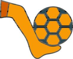 ilustração do pontapé futebol ícone dentro azul e laranja cor. vetor
