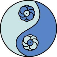 flores com yin yang azul ícone ou símbolo. vetor