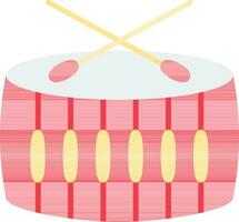 laço tambor com bastão ícone dentro vermelho e amarelo cor. vetor