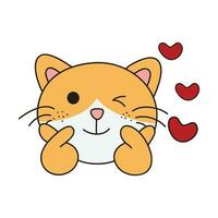 mão desenhado fofa gato adesivo isolado em branco fundo. fofa laranja gato ilustração. fofa gato gatinha, gatinho, kawaii, chibi estilo, emoji, personagem, adesivo, emoticon, sorriso, emoção, mascote. vetor