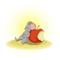 imagem vetorial de um rato com uma maçã roída vetor