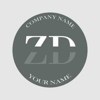 inicial zd logotipo carta monograma luxo mão desenhado vetor