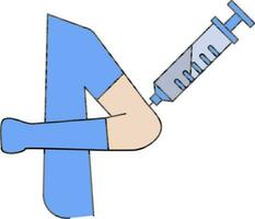 humano ombro injeção ícone dentro azul cor. vetor