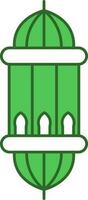 árabe lanterna ícone dentro verde e branco cor. vetor
