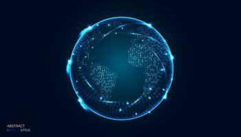 abstrato digital globo ponto conceito conexão rede comovente comunicação em azul fundo futurista digital moderno vetor
