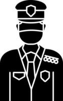 policial vestindo mascarar ícone dentro glifo estilo. vetor