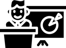 homem de negocios apresentando gráfico ícone dentro Preto e branco cor. vetor